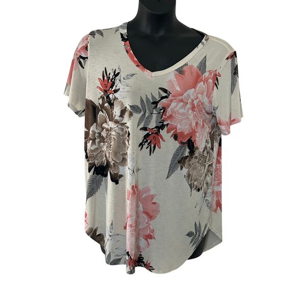 Multi-Color v neck Floral Print Blouse Size 2X Lightweight - Picture 1 of 6
